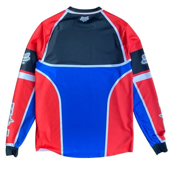 Fox Racing Jersey Adult Small Long Sleeve Red White Blue Lightweight Performance - Picture 5 of 7